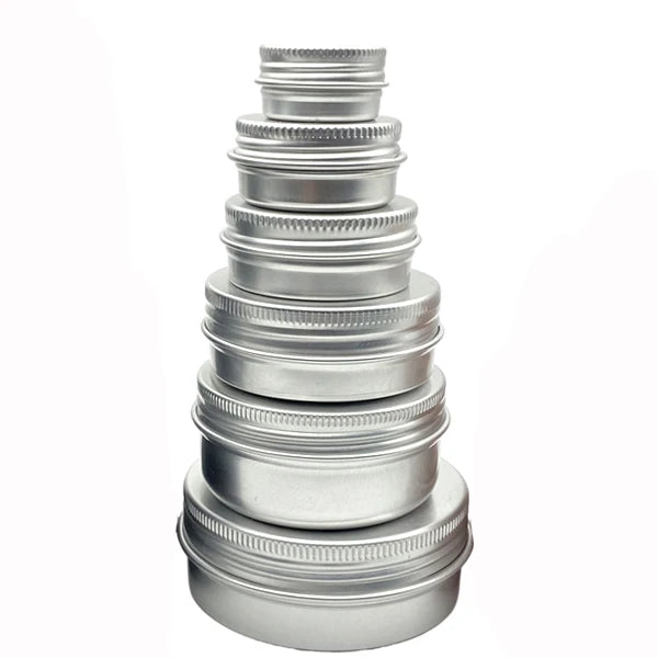 10Pcs 5g/10g/15g/20/30/50/60ml Empty Aluminum Jar Refillable Cosmetic Bottle Ointment Cream Sample Packaging Container Screw Cap