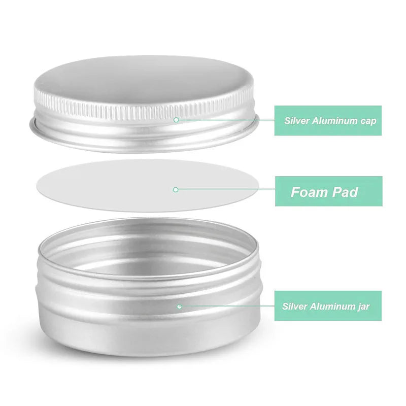 10Pcs 5g/10g/15g/20/30/50/60ml Empty Aluminum Jar Refillable Cosmetic Bottle Ointment Cream Sample Packaging Container Screw Cap