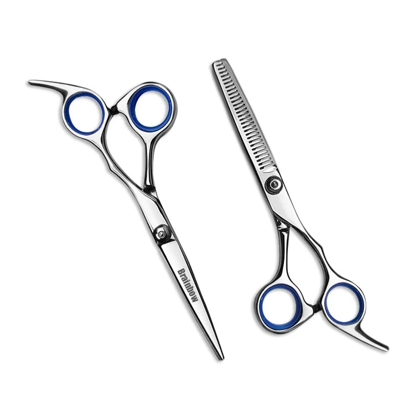 Brainbow 6 inch Cutting Thinning Styling Tool Hair Scissors Stainless Steel Salon Hairdressing Shears Regular Flat Teeth Blades