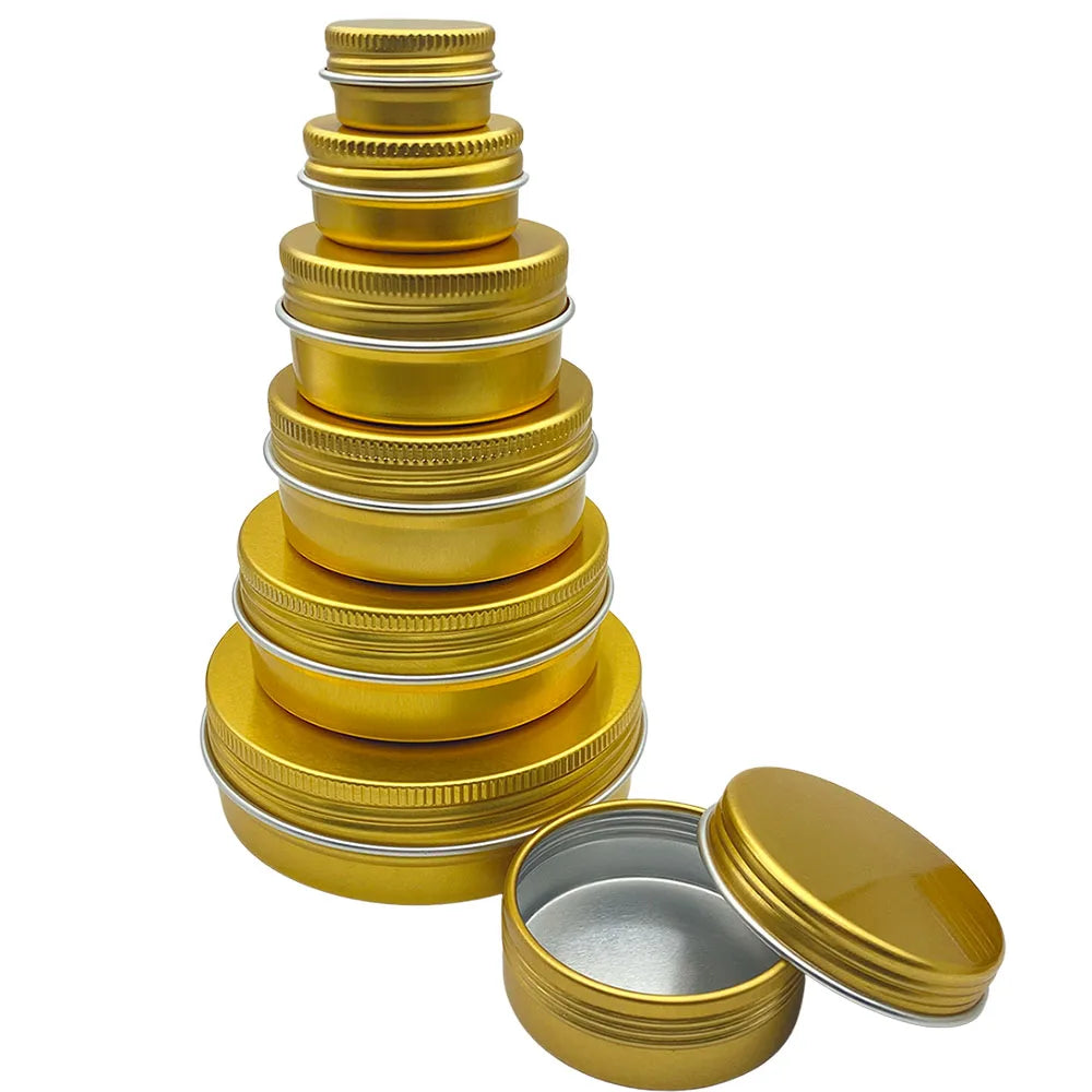 10Pcs 5g/10g/15g/20/30/50/60ml Empty Aluminum Jar Refillable Cosmetic Bottle Ointment Cream Sample Packaging Container Screw Cap