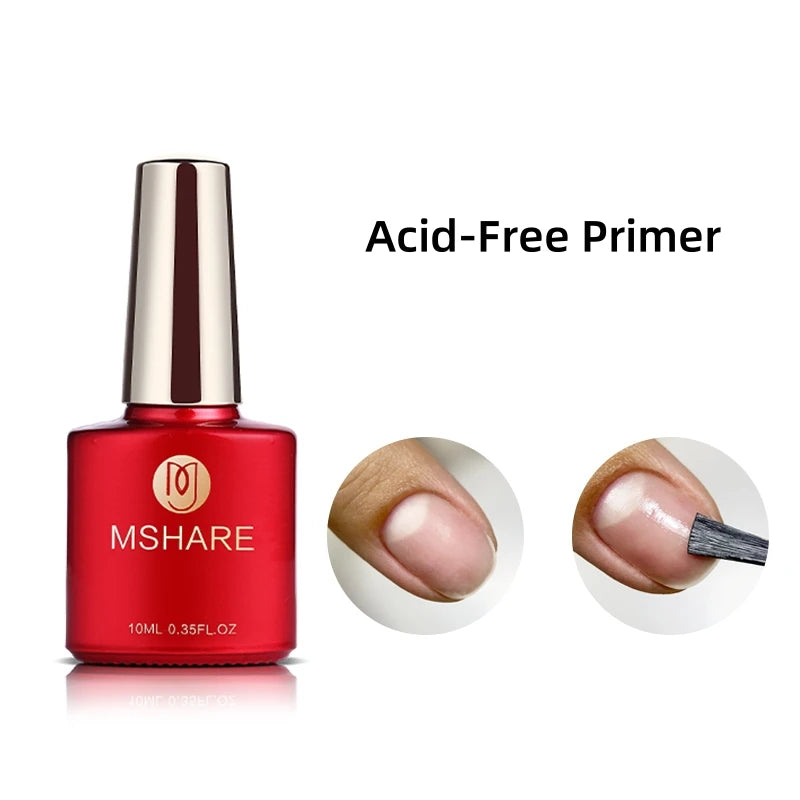 MSHARE 10ml Base Coat Top Gel Clear Construction Dehydrator Primer Reinforce Soak Off Nails Gels UV LED Glue