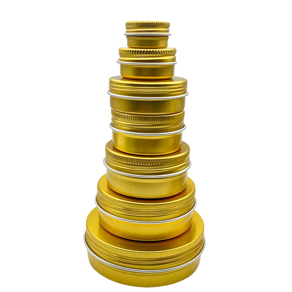 10Pcs 5g/10g/15g/20/30/50/60ml Empty Aluminum Jar Refillable Cosmetic Bottle Ointment Cream Sample Packaging Container Screw Cap