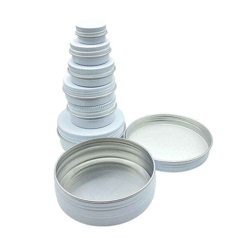 10Pcs 5g/10g/15g/20/30/50/60ml Empty Aluminum Jar Refillable Cosmetic Bottle Ointment Cream Sample Packaging Container Screw Cap
