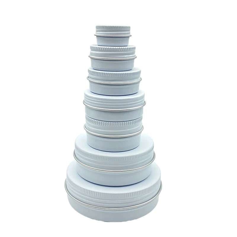10Pcs 5g/10g/15g/20/30/50/60ml Empty Aluminum Jar Refillable Cosmetic Bottle Ointment Cream Sample Packaging Container Screw Cap