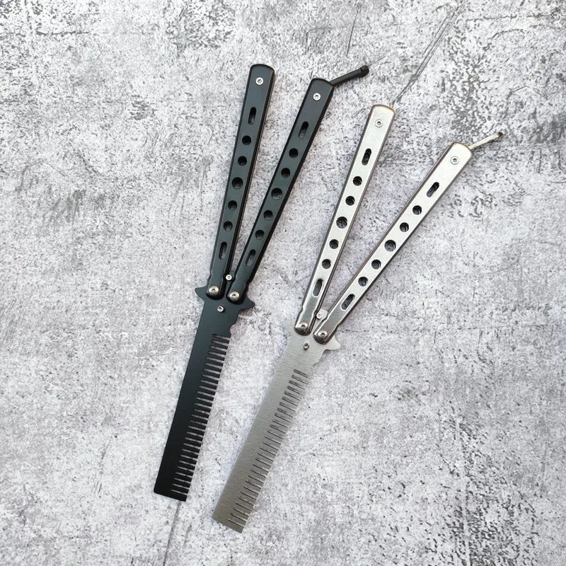 1 Piece of Swing Comb Stainless Steel Folding Butterfly Comb Novice Practice Training Hair Styling Tool