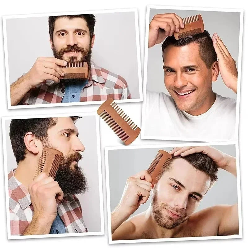 3pcs Professional Beard Shaving Kits Soft Beard Brush Hairdresser Shaving Comb Trimming Scissor Set for Men's Mustache