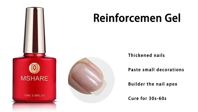 MSHARE 10ml Base Coat Top Gel Clear Construction Dehydrator Primer Reinforce Soak Off Nails Gels UV LED Glue