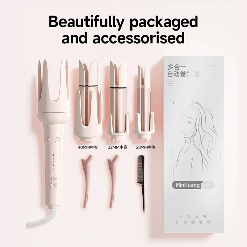 Automatic Curling Iron 32mm Auto Rotating Ceramic Hair Curler Anti-Scald Fast Heating Hair Curling Wand for Hair Waves Styling