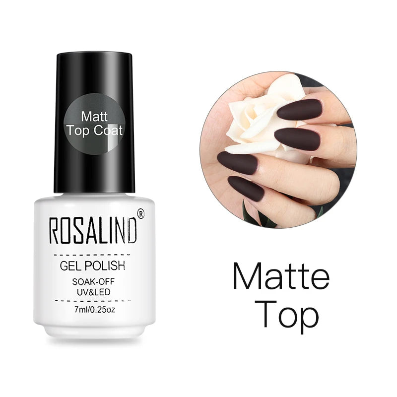 ROSALIND 7ML Base/Top Coat Nail Gel Primer Matt Semi Permanent  Manicure Decoration Durable Reinforcement Masonry Peelable Base