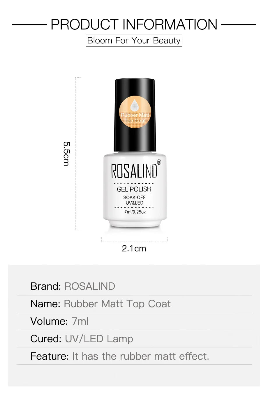 ROSALIND 7ML Base/Top Coat Nail Gel Primer Matt Semi Permanent  Manicure Decoration Durable Reinforcement Masonry Peelable Base