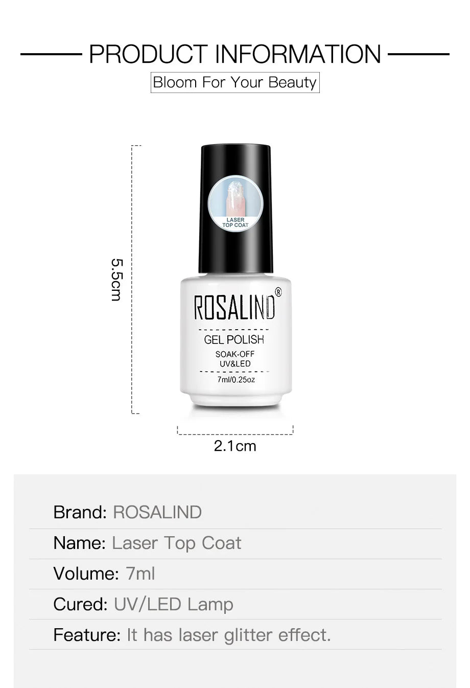 ROSALIND 7ML Base/Top Coat Nail Gel Primer Matt Semi Permanent  Manicure Decoration Durable Reinforcement Masonry Peelable Base