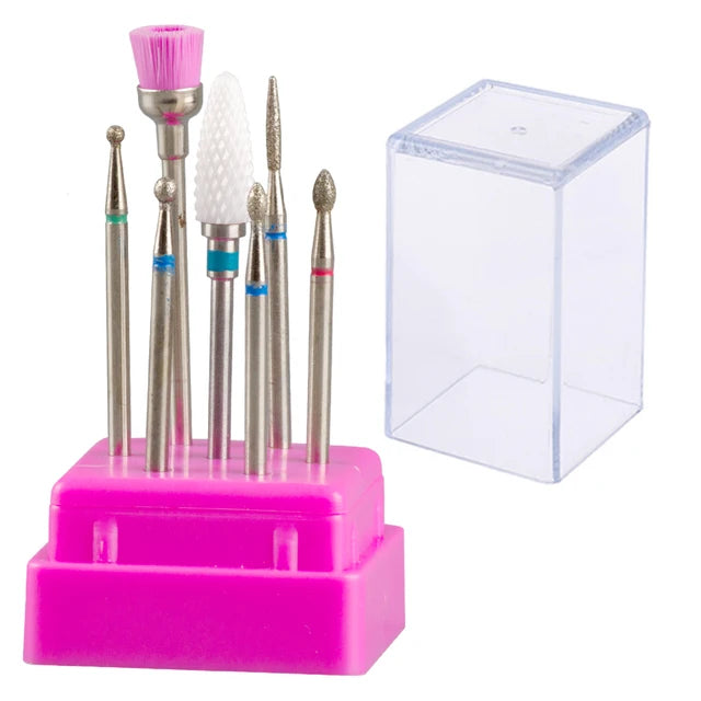 7pcs Nail Art Tungsten Steel Milling Cutter Set Ceramic Nail Drill Bit Electric Drill Nail Machine Pedicure Tool Accessories