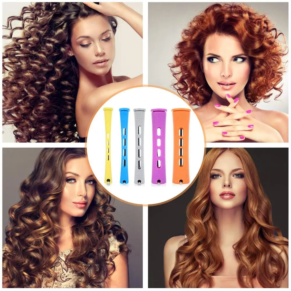 50pcs 5Sizes Hair Rollers Hair Perm Rods Set Curlers Cold Wave Rods For Women Long Short Hair DIY Hairdressing Styling Tools