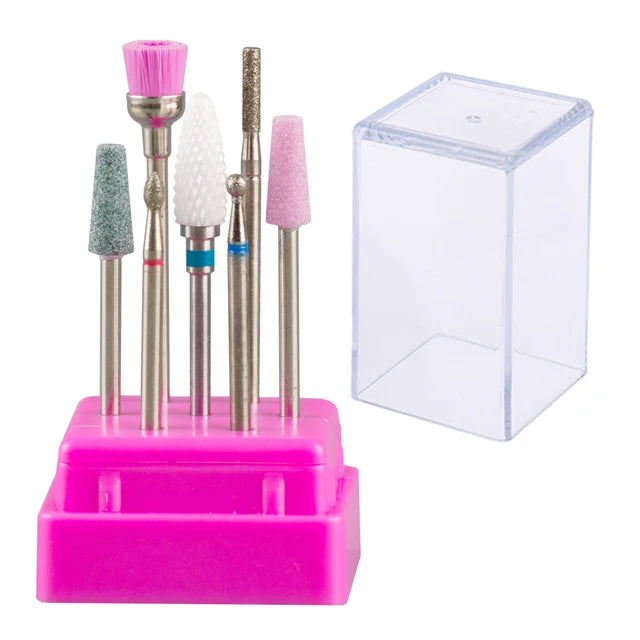 7pcs Nail Art Tungsten Steel Milling Cutter Set Ceramic Nail Drill Bit Electric Drill Nail Machine Pedicure Tool Accessories