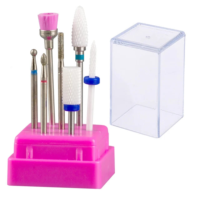7pcs Nail Art Tungsten Steel Milling Cutter Set Ceramic Nail Drill Bit Electric Drill Nail Machine Pedicure Tool Accessories
