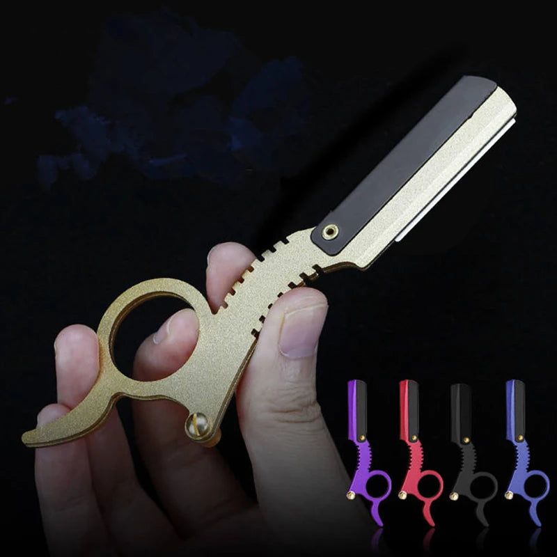 Salon Stainless Steel Ring Shaver Classical Manual Beard Shaving Eyebrow Tools Professional Straight Angle Barber Tools Supplies