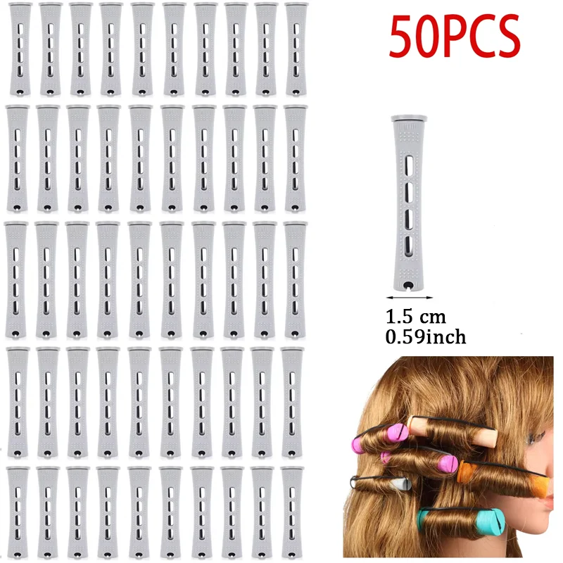 50pcs 5Sizes Hair Rollers Hair Perm Rods Set Curlers Cold Wave Rods For Women Long Short Hair DIY Hairdressing Styling Tools