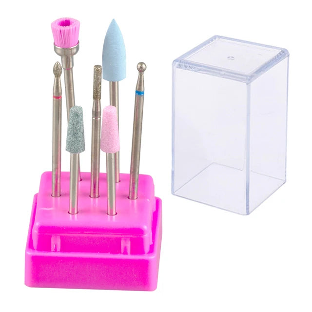 7pcs Nail Art Tungsten Steel Milling Cutter Set Ceramic Nail Drill Bit Electric Drill Nail Machine Pedicure Tool Accessories