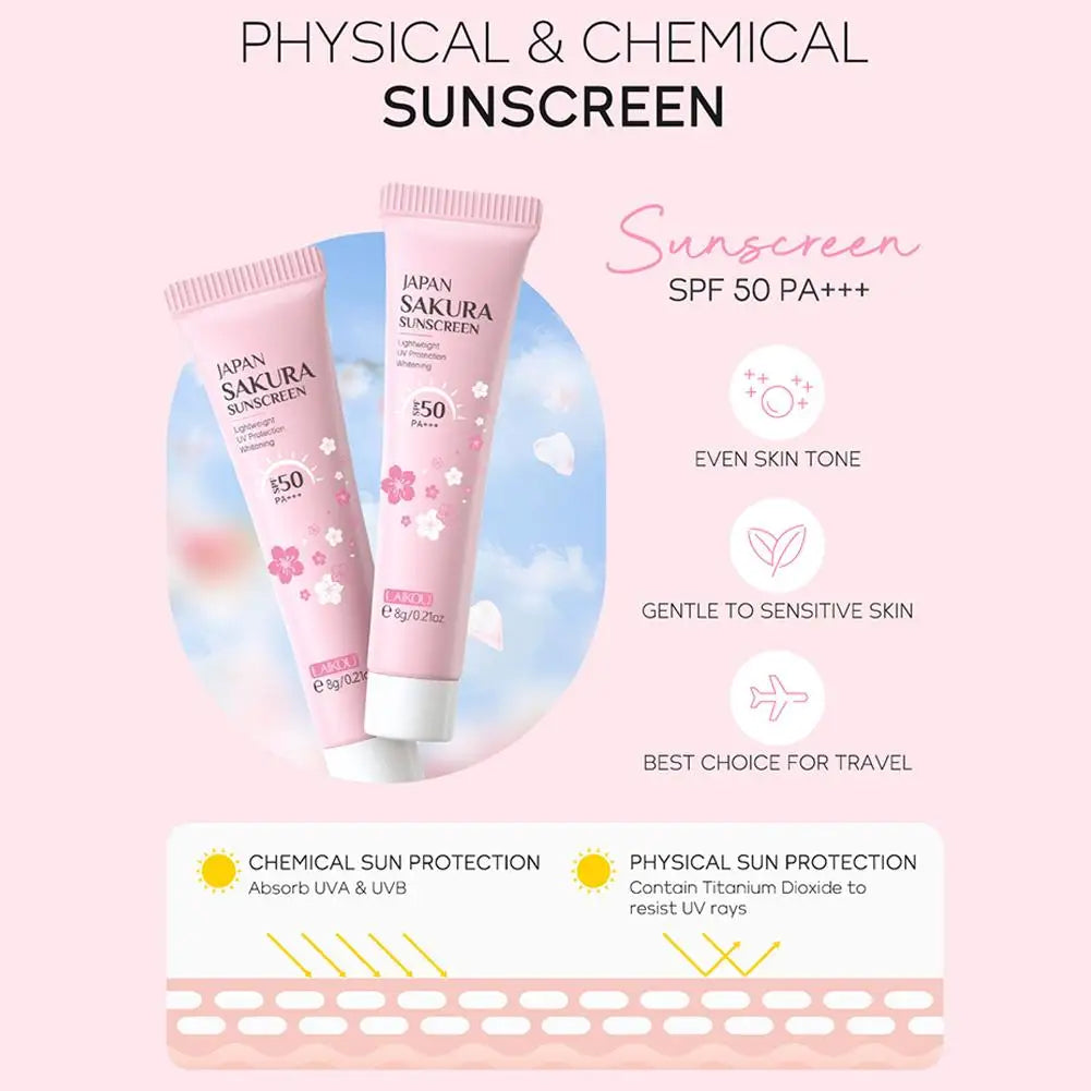 4pcs/Bag Sakura Skin Care Sets Facial Cleanser Face Face Toner Sunscreen Products Care Moisturizing Smoothing Nourishing