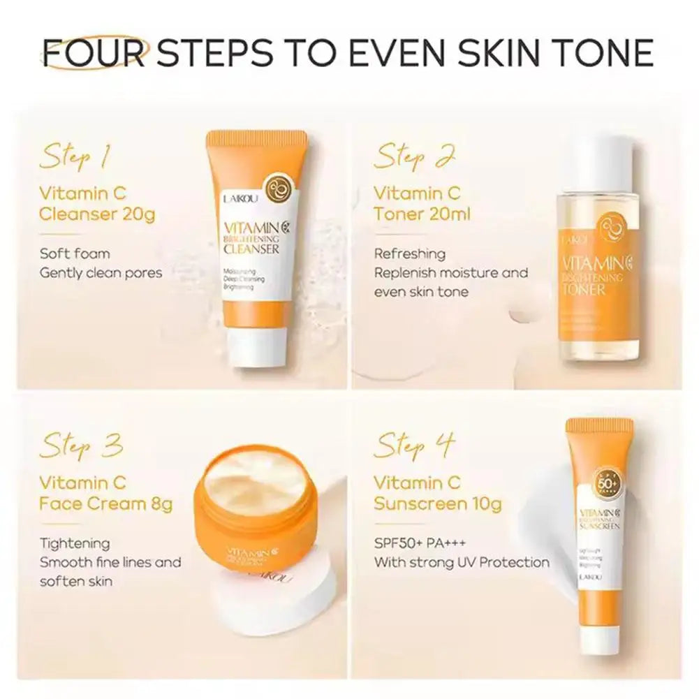 4pcs/Bag Sakura Skin Care Sets Facial Cleanser Cream Face Toner Sunscreen Products Moisturizing Smoothing Nourishing Travel Kit