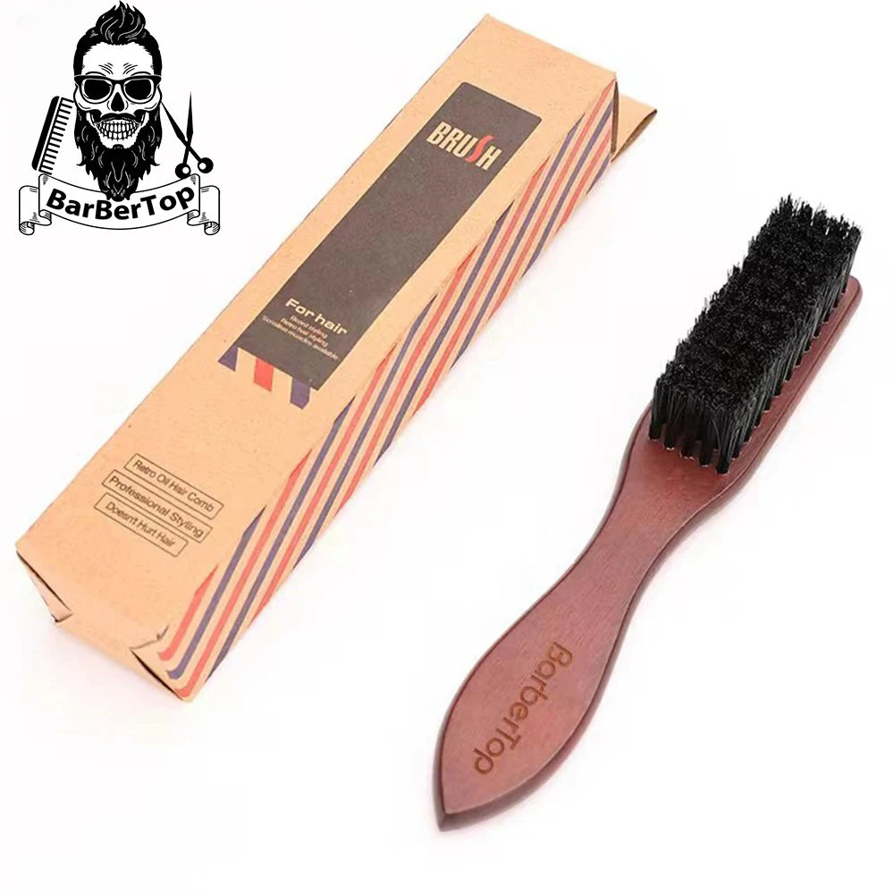BarberTop Wooden Handle Boar Bristle Cleaning Brush Hairdressing Soft Beard Cleaning Brush Men Barber Beard Shaving Tool