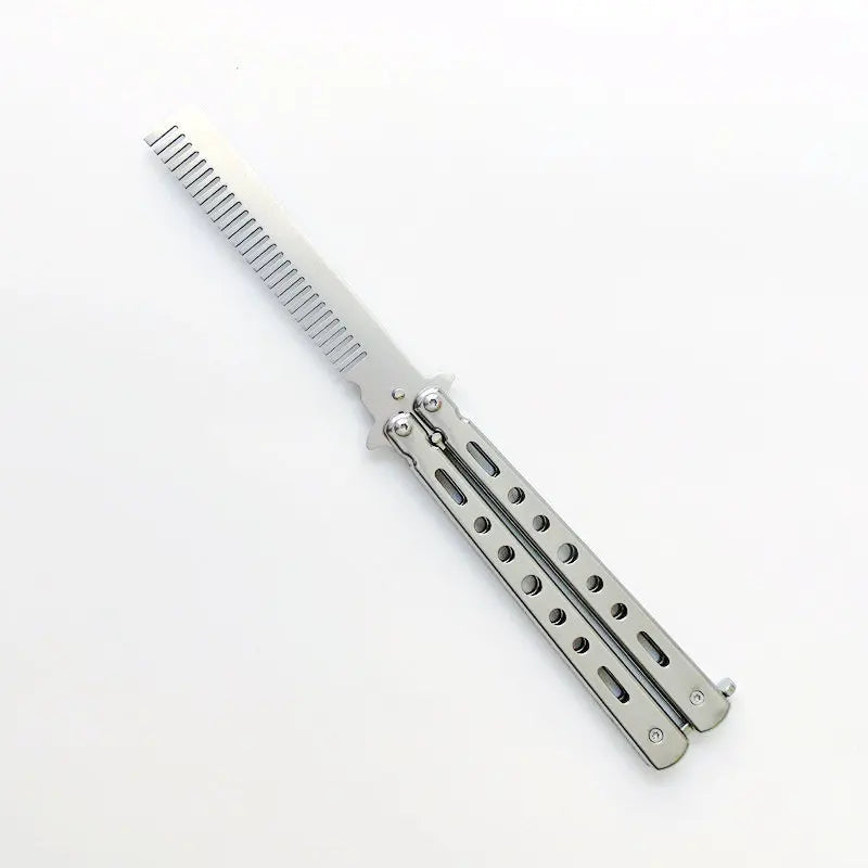 1 Piece of Swing Comb Stainless Steel Folding Butterfly Comb Novice Practice Training Hair Styling Tool