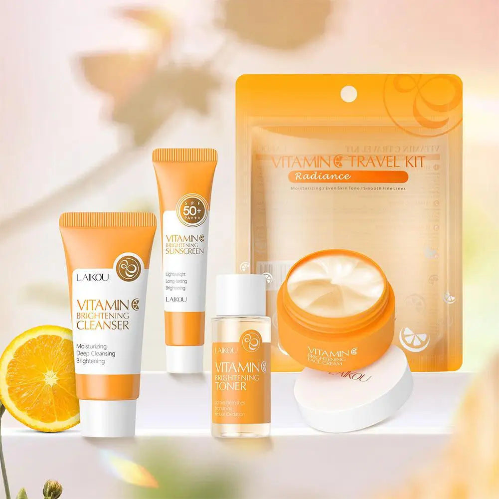 4pcs/Bag Sakura Skin Care Sets Facial Cleanser Cream Face Toner Sunscreen Products Moisturizing Smoothing Nourishing Travel Kit
