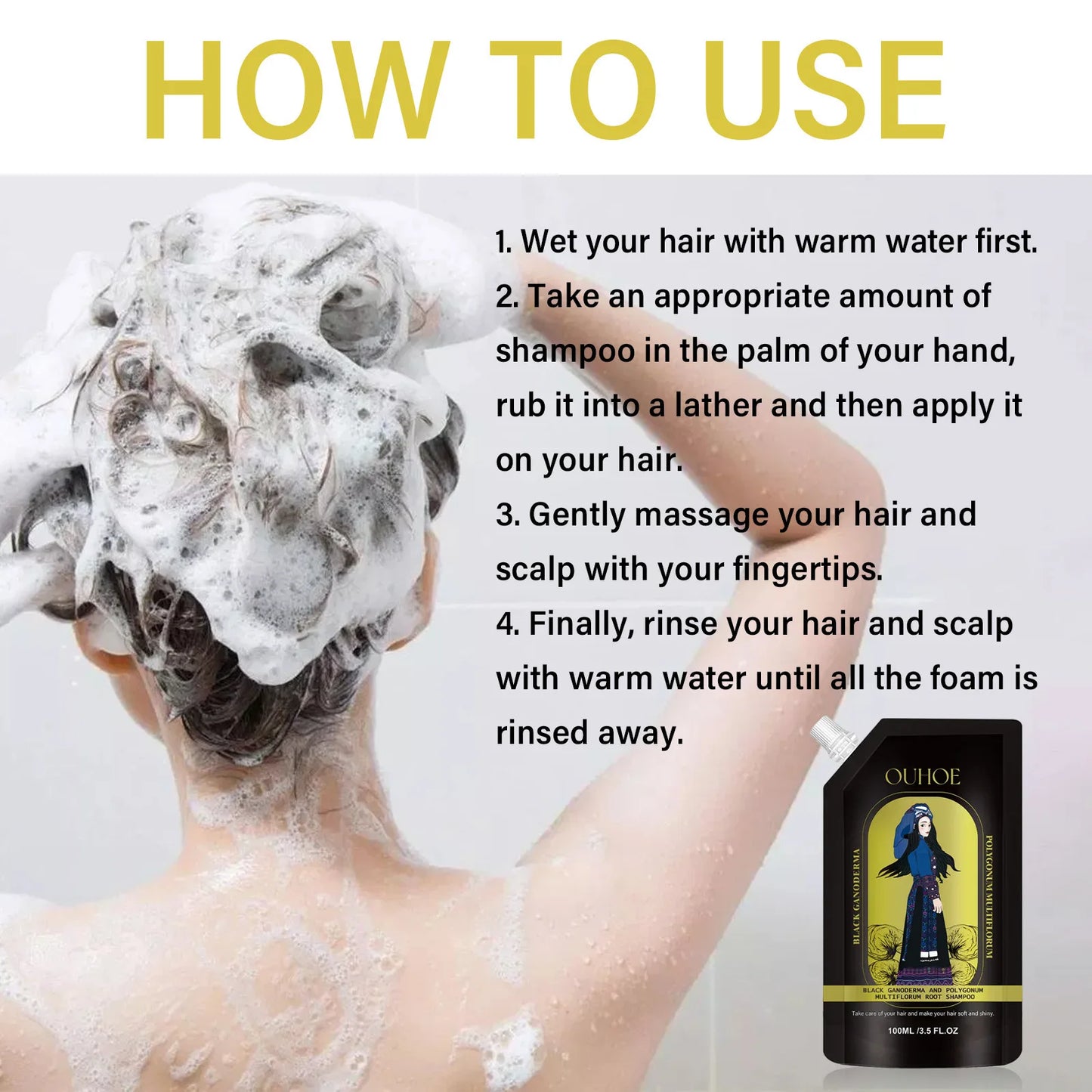Anti Hair Loss Shampoo Deep Cleansing Dandruff Remover Improve Frizz Refreshing Oil Control Ginger Polygonum Multiflorum Shampoo