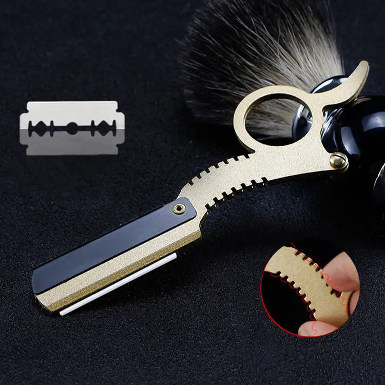 Salon Stainless Steel Ring Shaver Classical Manual Beard Shaving Eyebrow Tools Professional Straight Angle Barber Tools Supplies