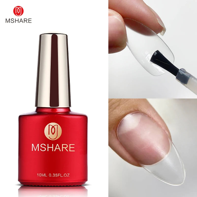 MSHARE 10ml Base Coat  Top Gel Clear Construction Dehydrator Primer Reinforce Soak Off Nails Gels UV LED Glue