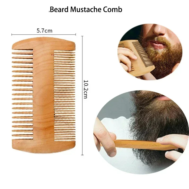 3pcs Professional Beard Shaving Kits Soft Beard Brush Hairdresser Shaving Comb Trimming Scissor Set for Men's Mustache