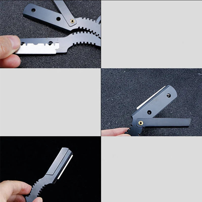 Salon Stainless Steel Ring Shaver Classical Manual Beard Shaving Eyebrow Tools Professional Straight Angle Barber Tools Supplies