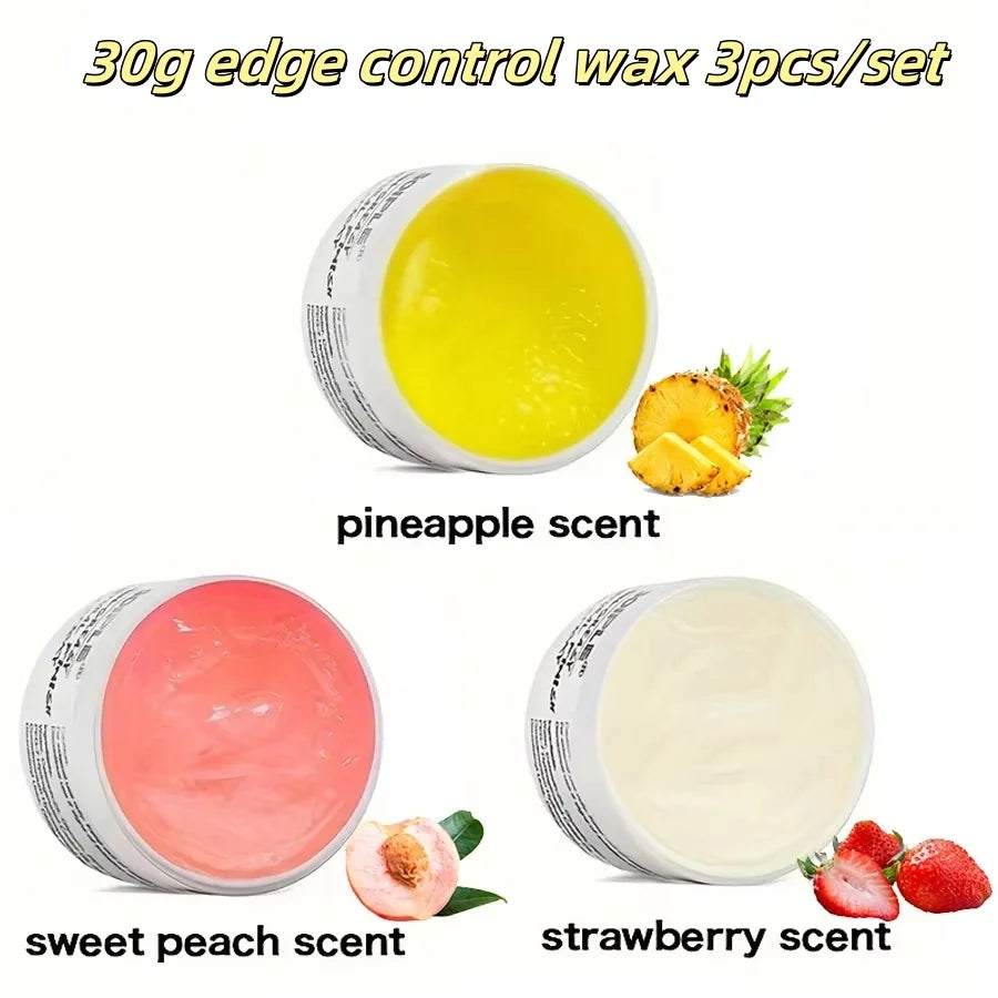 GOIPLE 30g Women Edge Control Wax Kit Non-Greasy Styling Gel Small Size Long Lasting Slick Flyaways Hairline Gel with Brush 4pcs