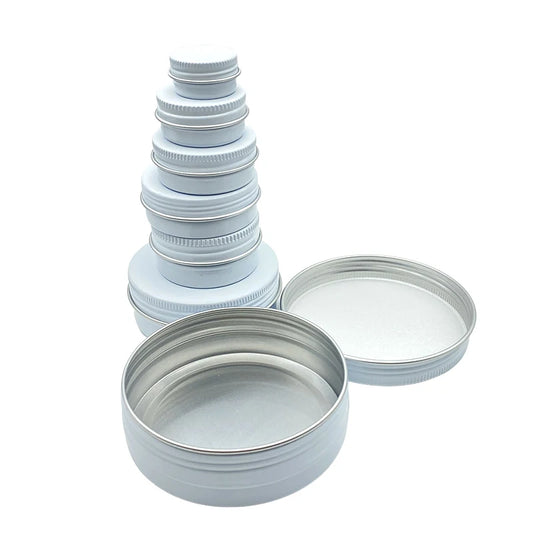 10Pcs 5g/10g/15g/20/30/50/60ml Empty Aluminum Jar Refillable Cosmetic Bottle Ointment Cream Sample Packaging Container Screw Cap