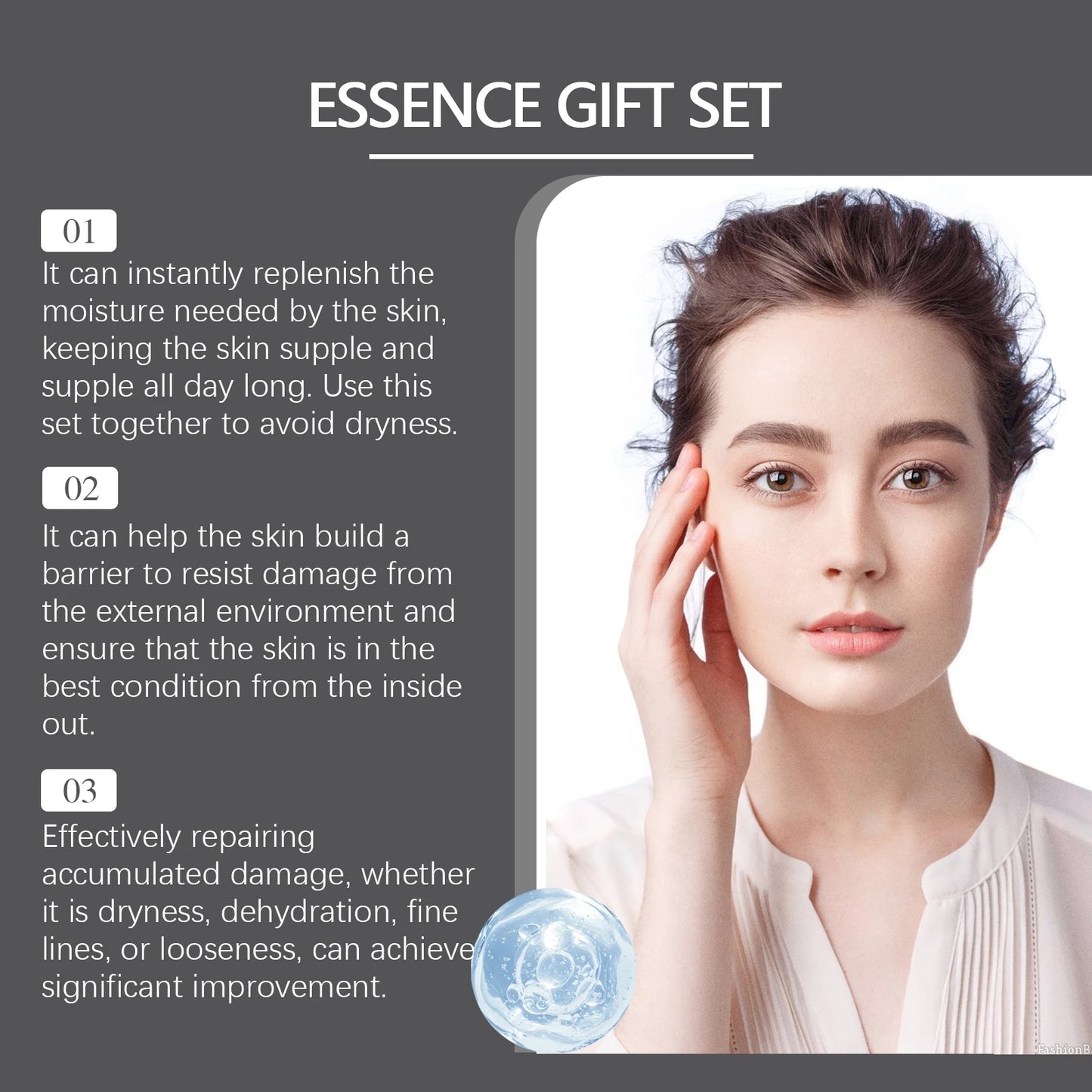 Facial Skin Care Serum Gift Set Moisturizing Nourish Fade Fine Lines Firming Wrinkles Brighten Skin Tone Smooth Face Essence Kit