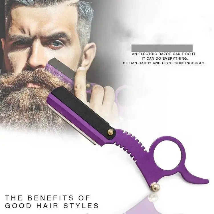 Salon Stainless Steel Ring Shaver Classical Manual Beard Shaving Eyebrow Tools Professional Straight Angle Barber Tools Supplies