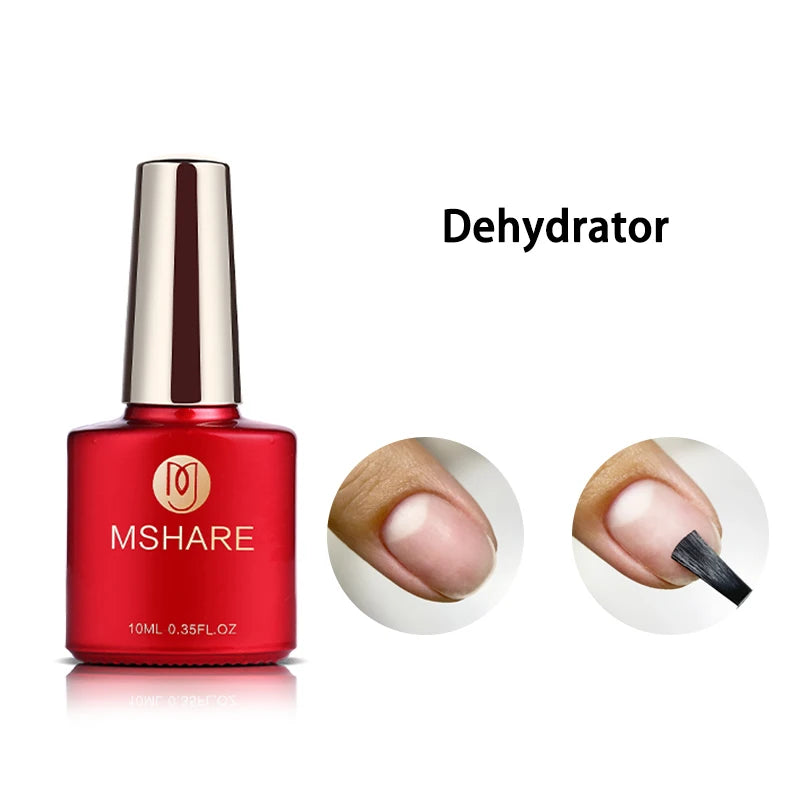 MSHARE 10ml Base Coat  Top Gel Clear Construction Dehydrator Primer Reinforce Soak Off Nails Gels UV LED Glue