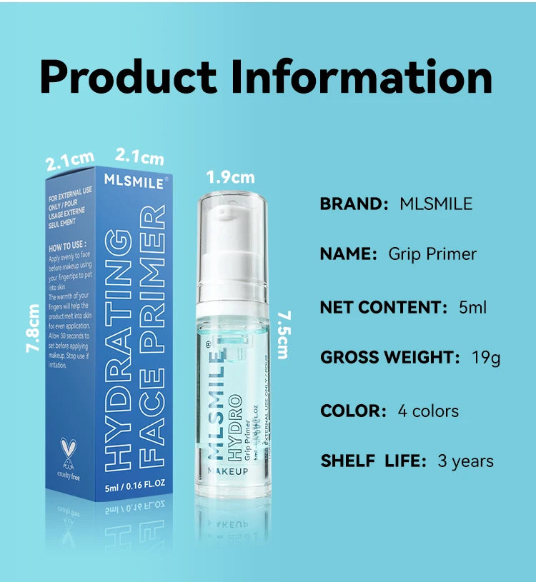 MLSMILE Moisturizing Primer Natural Light & Long Lasting Hydrating Primer Gel Skin Brightening easy to solve Primer Gel