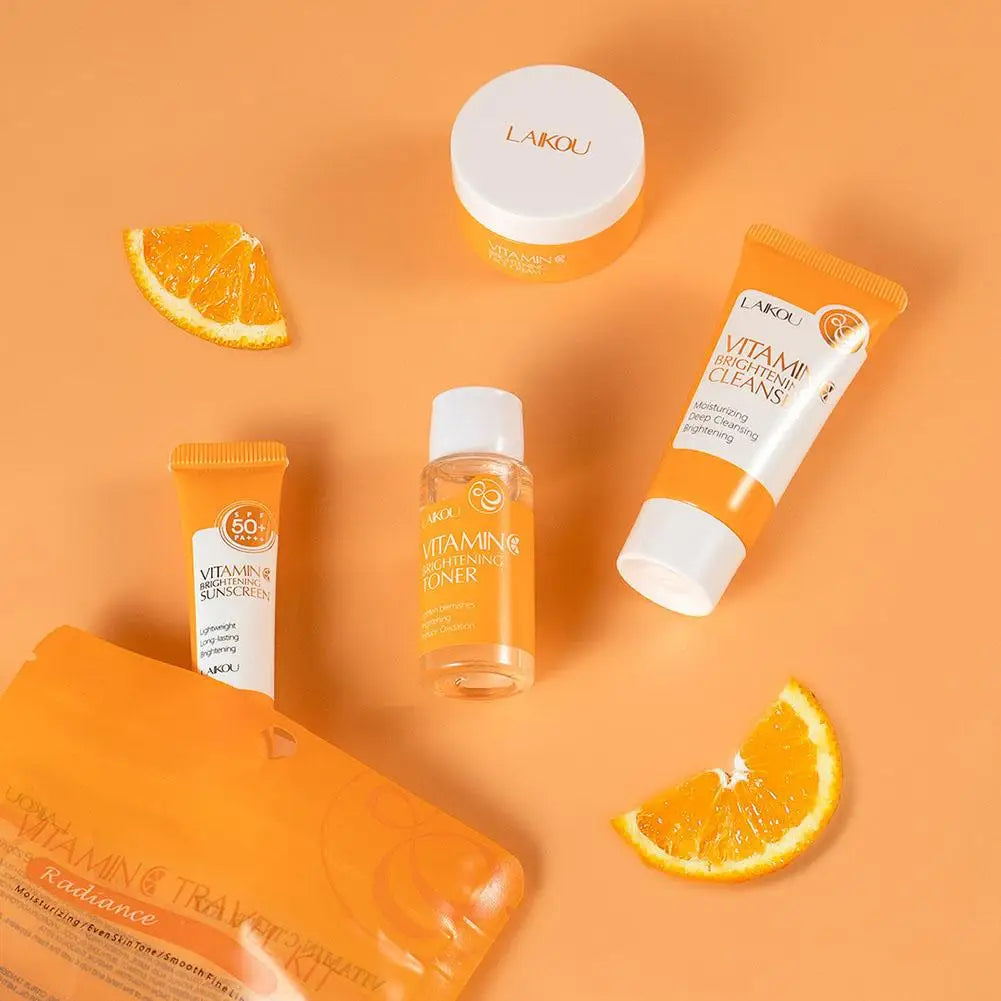 4pcs/Bag Sakura Skin Care Sets Facial Cleanser Cream Face Toner Sunscreen Products Moisturizing Smoothing Nourishing Travel Kit