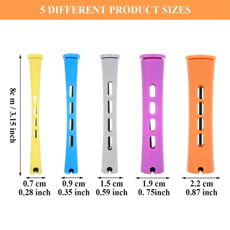 50pcs 5Sizes Hair Rollers Hair Perm Rods Set Curlers Cold Wave Rods For Women Long Short Hair DIY Hairdressing Styling Tools