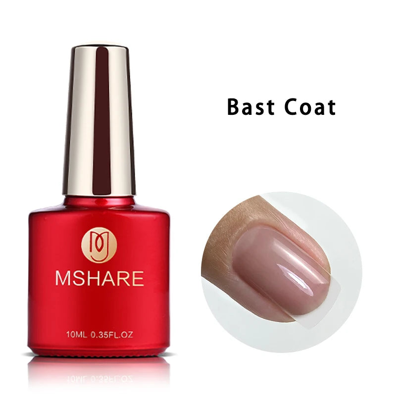 MSHARE 10ml Base Coat  Top Gel Clear Construction Dehydrator Primer Reinforce Soak Off Nails Gels UV LED Glue