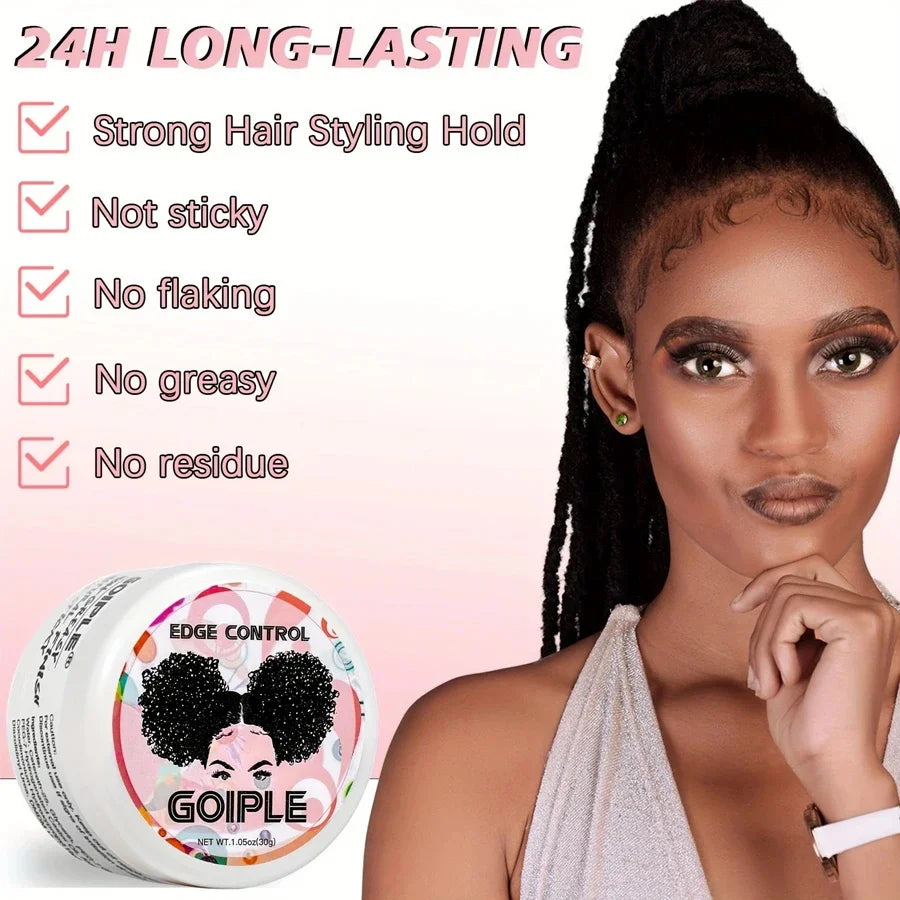 GOIPLE 30g Women Edge Control Wax Kit Non-Greasy Styling Gel Small Size Long Lasting Slick Flyaways Hairline Gel with Brush 4pcs