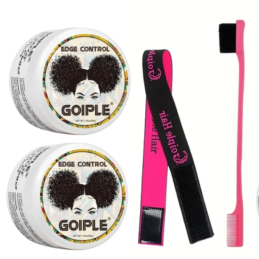 GOIPLE 30g Women Edge Control Wax Kit Non-Greasy Styling Gel Small Size Long Lasting Slick Flyaways Hairline Gel with Brush 4pcs