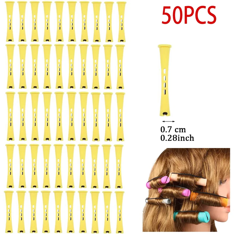 50pcs 5Sizes Hair Rollers Hair Perm Rods Set Curlers Cold Wave Rods For Women Long Short Hair DIY Hairdressing Styling Tools
