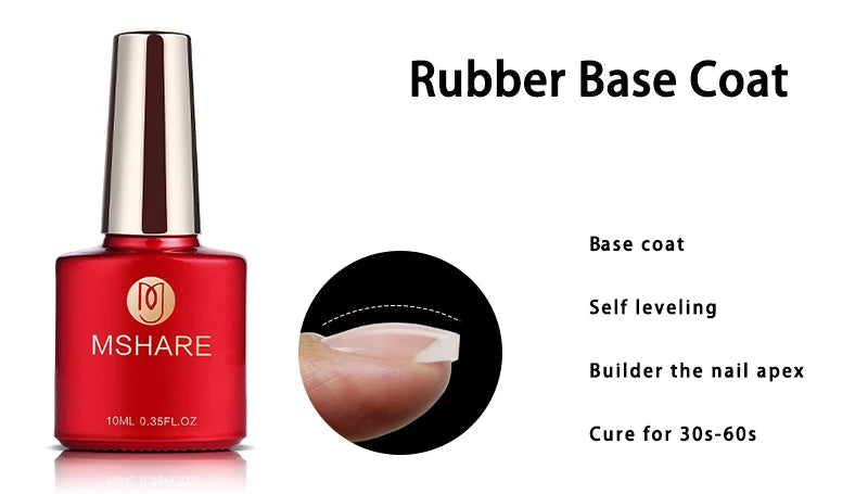 MSHARE 10ml Base Coat  Top Gel Clear Construction Dehydrator Primer Reinforce Soak Off Nails Gels UV LED Glue