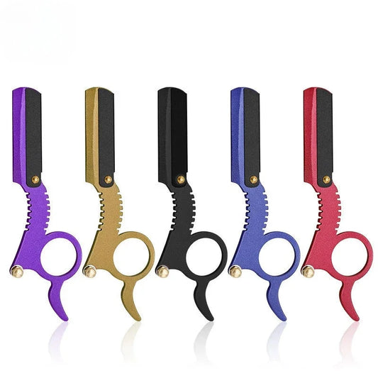 Salon Stainless Steel Ring Shaver Classical Manual Beard Shaving Eyebrow Tools Professional Straight Angle Barber Tools Supplies