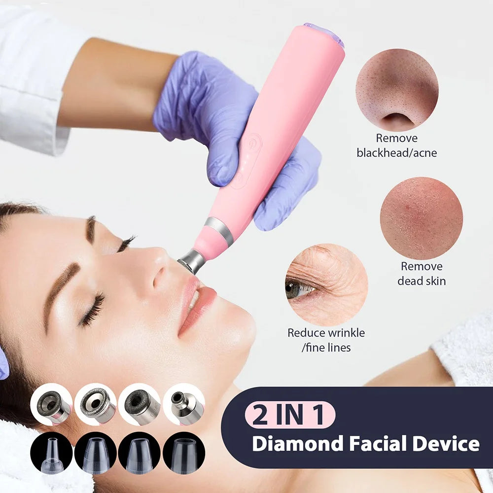 Foreverlily Portable Diamond Peeling Machine Microdermabrasion Facial Cleaning Device Exfoliation Vacuum Blackhead Remover