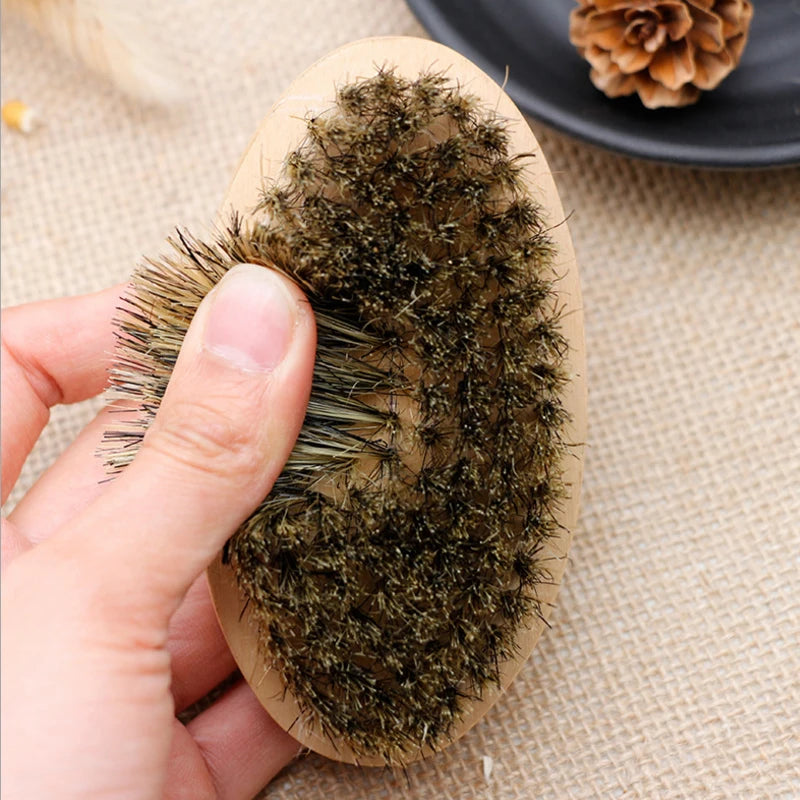 Professional Soft Boar Bristle Beard Brush Scissors Shaving Brush Comb Men Mustache Comb Kit With Gift Bag Beard Comb Set