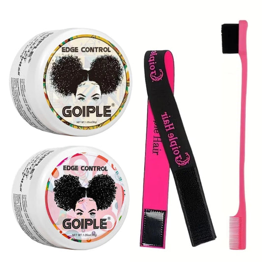 GOIPLE 30g Women Edge Control Wax Kit Non-Greasy Styling Gel Small Size Long Lasting Slick Flyaways Hairline Gel with Brush 4pcs