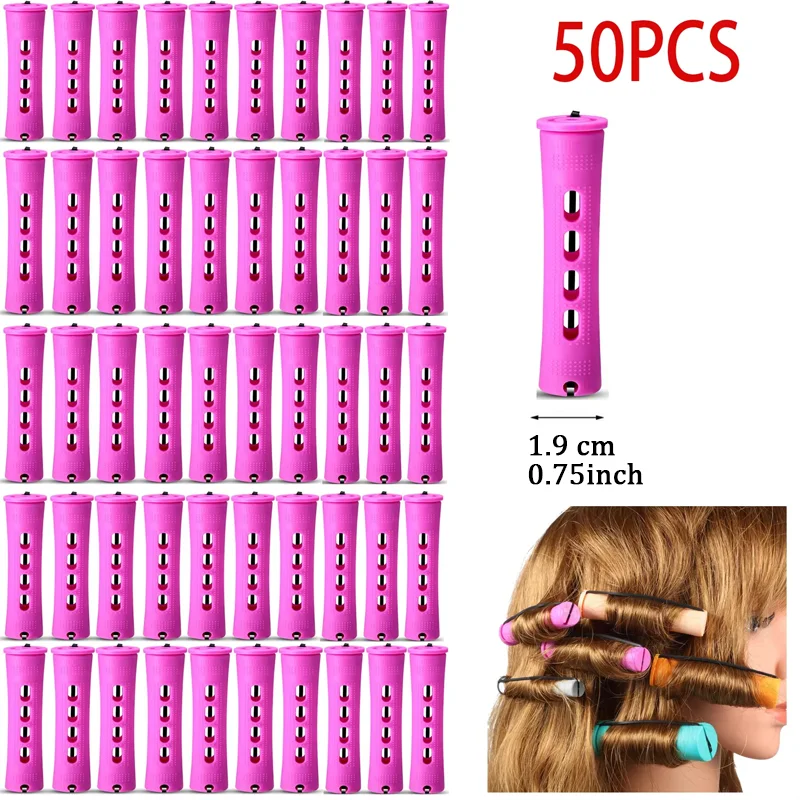 50pcs 5Sizes Hair Rollers Hair Perm Rods Set Curlers Cold Wave Rods For Women Long Short Hair DIY Hairdressing Styling Tools